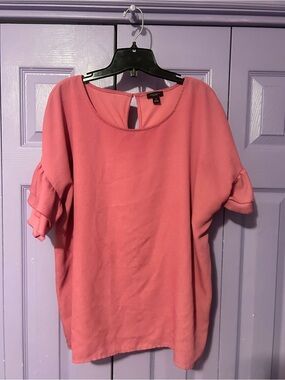 George Coral Pink Ruffle Sleeve Blouse